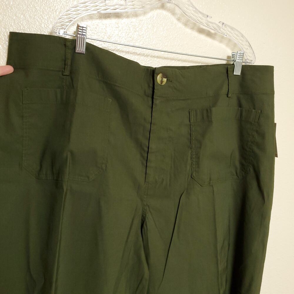 ANTHROPOLOGIE Plus Military Green Colette Linen Blend Wide Leg Pants Sz 24W - Picture 4 of 12
